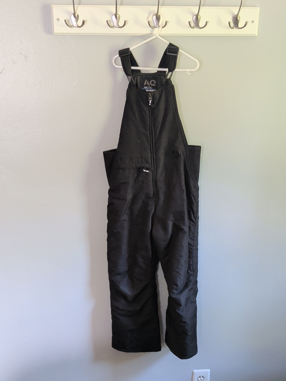 Kids Size 7/8 Arctic Quest Black Insulated Snow Bib Overalls